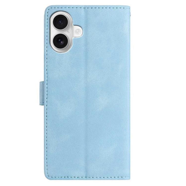For iPhone 17 Skin Feel Embossed Feather Leather Phone Case(Light Blue) - iPhone 17 Cases by buy2fix | Online Shopping UK | buy2fix