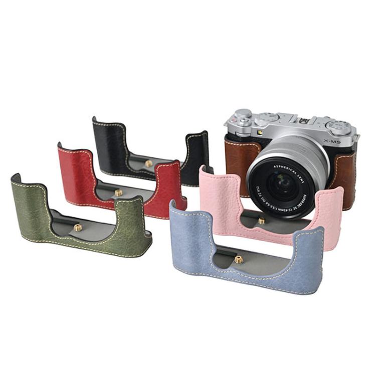 For FUJIFILM X-M5 Litchi Texture PU Leather Camera Half Case Base(Blue) - Half Case by buy2fix | Online Shopping UK | buy2fix