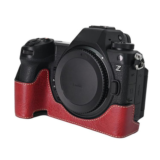 For Nikon Z6III Litchi Texture PU Leather Camera Half Case Base(Wine Red) - Half Case by buy2fix | Online Shopping UK | buy2fix