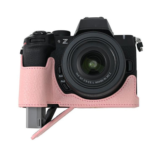 For Nikon Z50II Litchi Texture PU Leather Camera Half Case Base(Pink) - Half Case by buy2fix | Online Shopping UK | buy2fix
