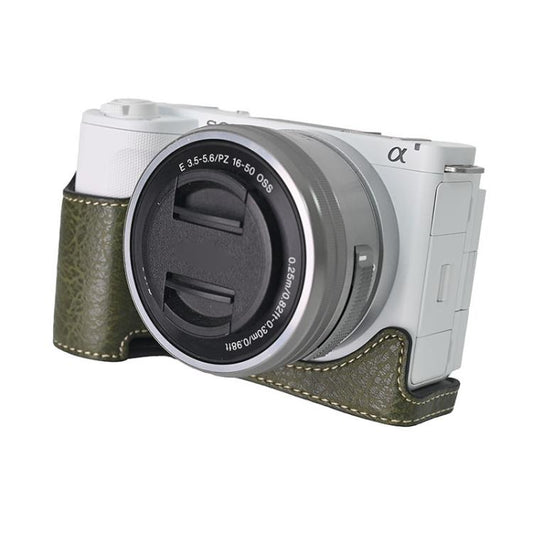 For Sony Alpha ZV-E10 II / ZV-E10M2 Litchi Texture PU Leather Camera Half Case Base(Green) - Half Case by buy2fix | Online Shopping UK | buy2fix