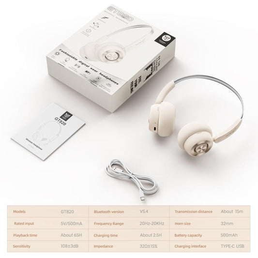 ONIKUMA GT820 Head-mounted Wireless Bluetooth Headphone(Beige) - Headset & Headphone by ONIKUMA | Online Shopping UK | buy2fix
