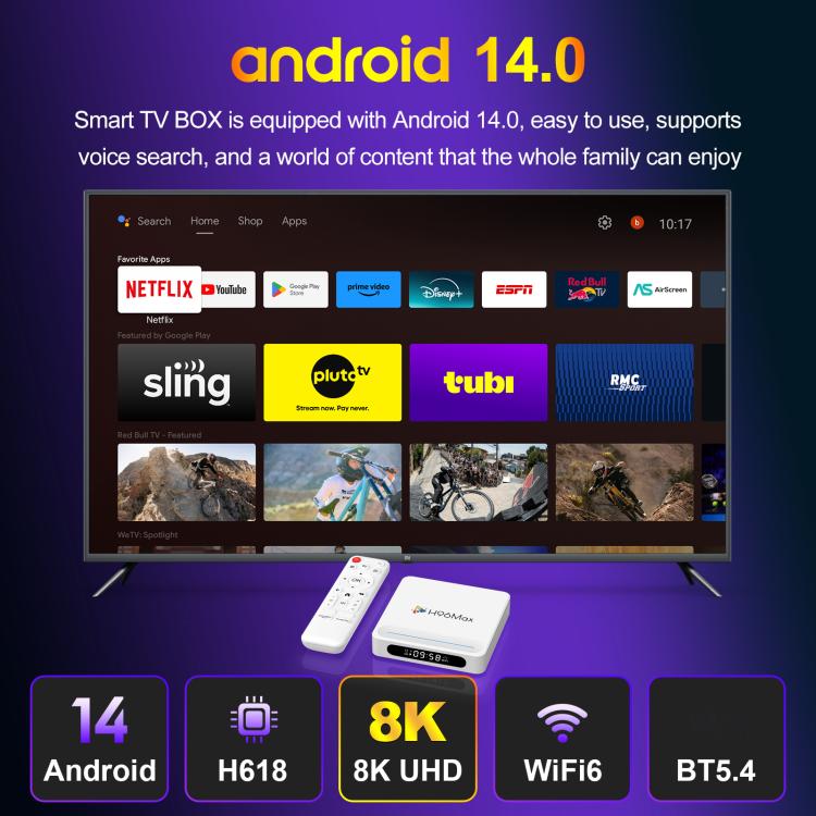 H96 Max H618 Plus Android 14.0 Smart TV Box, 2GB+16GB, Allwinner H618 Quad-core ARM Cortex-A53(EU Plug) - Allwinner H6 by buy2fix | Online Shopping UK | buy2fix
