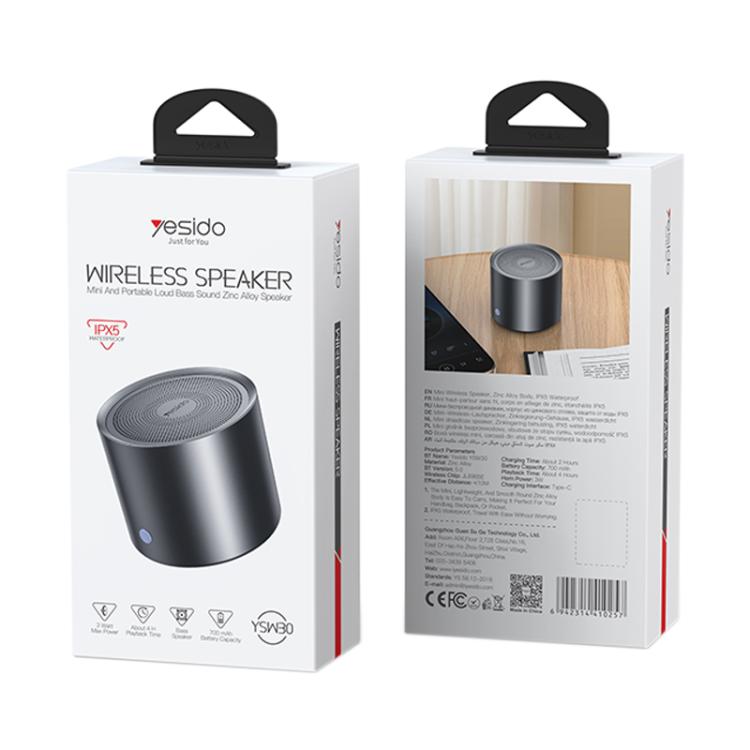 Yesido YSW30 3W IPX5 Waterproof Portable Zinc Alloy Bluetooth Speaker(Black) - Desktop Speaker by Yesido | Online Shopping UK | buy2fix