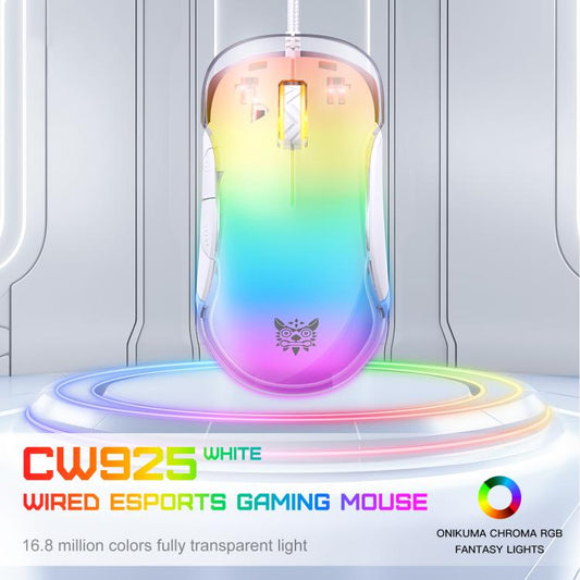 ONIKUMA CW925 12800DPI Colorful RGB E-Sports Gaming Wired Mouse(White) - Wired Mice by ONIKUMA | Online Shopping UK | buy2fix