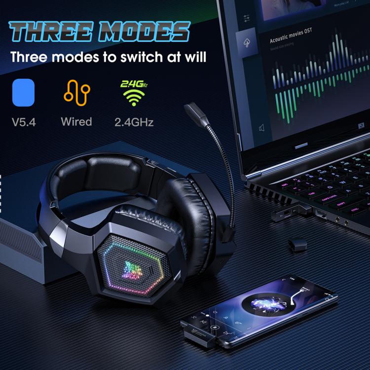 ONIKUMA GT806 Tri-mode Bluetooth 2.4G Wired E-sports Game Headset(Black) - Multimedia Headset by ONIKUMA | Online Shopping UK | buy2fix