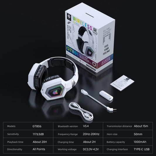 ONIKUMA GT806 Tri-mode Bluetooth 2.4G Wired E-sports Game Headset(White) - Multimedia Headset by ONIKUMA | Online Shopping UK | buy2fix