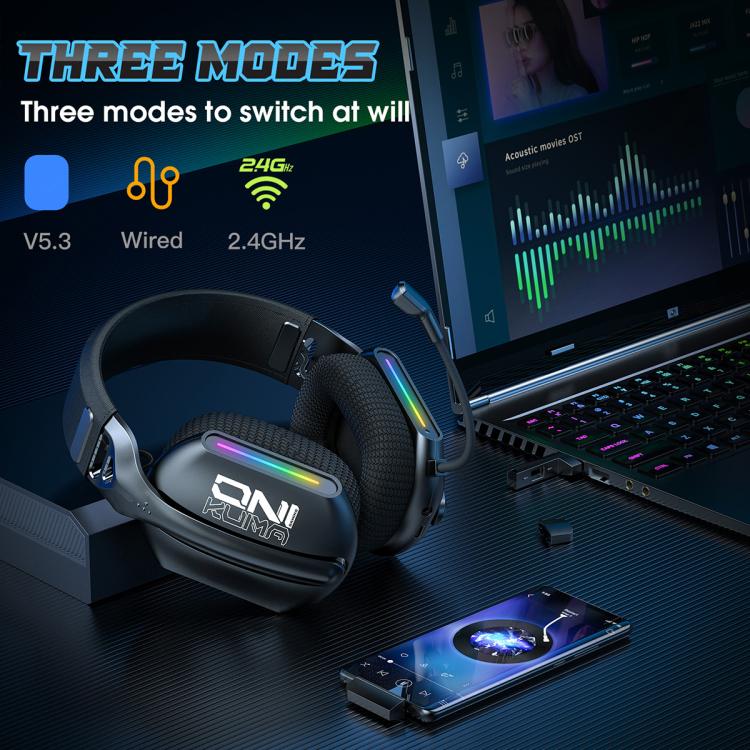 ONIKUMA GT808 Tri-mode Bluetooth 2.4G Wired E-sports Game Headset(Black) - Multimedia Headset by ONIKUMA | Online Shopping UK | buy2fix