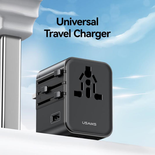 USAMS CC308 17W Dual Type-C and USB-A Ports Universal Travel Charger(Black) - Plug Adaptor by USAMS | Online Shopping UK | buy2fix