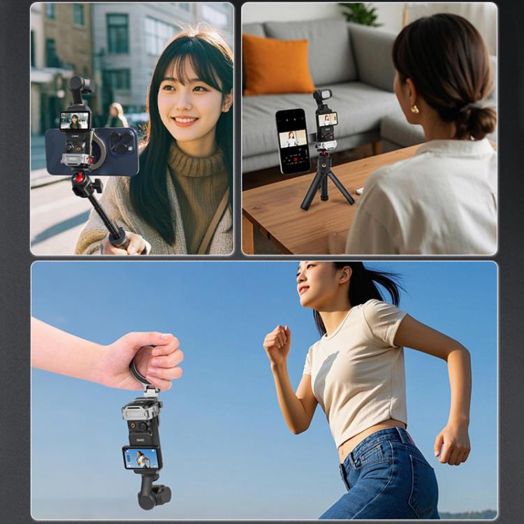 For DJI Osmo Pocket 3 BRDRC Smartphone Teleprompter Stand Desktop Clamp Cold Shoe Extension Mount(Dark Grey) - Mount & Holder by BRDRC | Online Shopping UK | buy2fix
