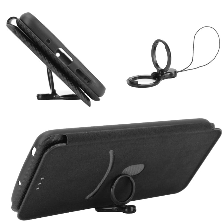 For Ulefone Note 9P Carbon Fiber Texture Horizontal Flip TPU + PC + PU Leather Case with Card Slot & Lanyard(Black) - Ulefone Cases by buy2fix | Online Shopping UK | buy2fix