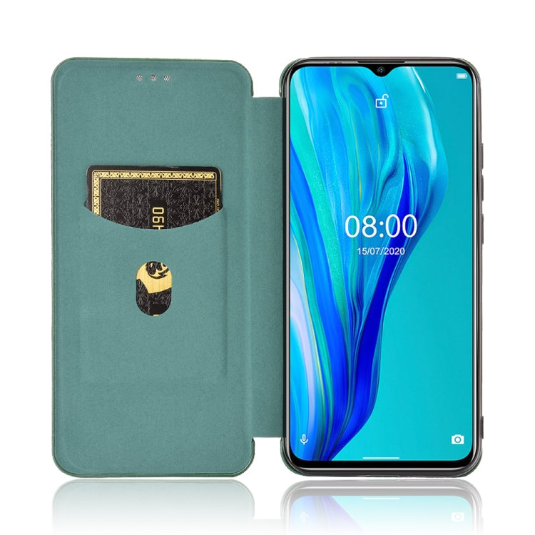 For Ulefone Note 9P Carbon Fiber Texture Horizontal Flip TPU + PC + PU Leather Case with Card Slot & Lanyard(Green) - Ulefone Cases by buy2fix | Online Shopping UK | buy2fix