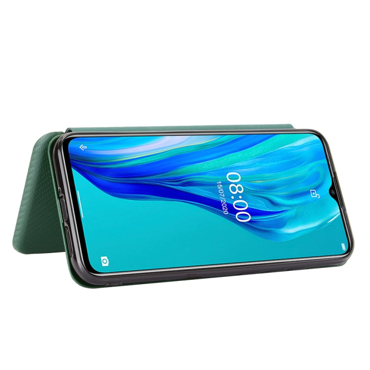 For Ulefone Note 9P Carbon Fiber Texture Horizontal Flip TPU + PC + PU Leather Case with Card Slot & Lanyard(Green) - Ulefone Cases by buy2fix | Online Shopping UK | buy2fix