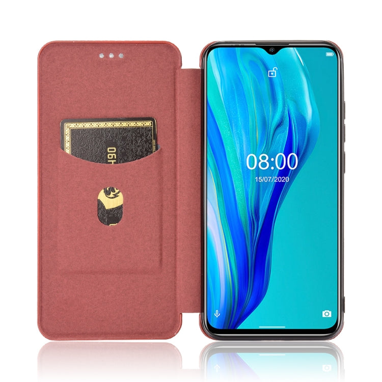For Ulefone Note 9P Carbon Fiber Texture Horizontal Flip TPU + PC + PU Leather Case with Card Slot & Lanyard(Brown) - Ulefone Cases by buy2fix | Online Shopping UK | buy2fix