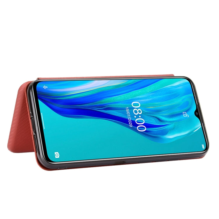 For Ulefone Note 9P Carbon Fiber Texture Horizontal Flip TPU + PC + PU Leather Case with Card Slot & Lanyard(Brown) - Ulefone Cases by buy2fix | Online Shopping UK | buy2fix
