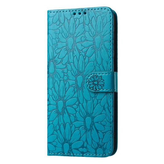 For Google Pixel 10 Daisy Embossed Leather Phone Case(Blue) - Google Cases by buy2fix | Online Shopping UK | buy2fix