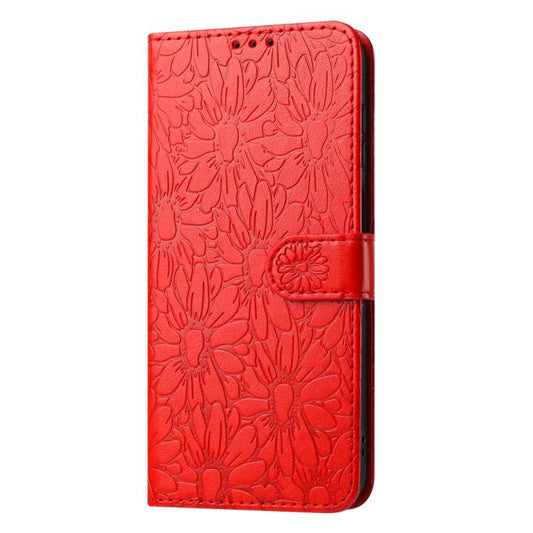 For Google Pixel 10 Pro Daisy Embossed Leather Phone Case(Red) - Google Cases by buy2fix | Online Shopping UK | buy2fix