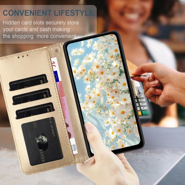 For Google Pixel 10 Pro Daisy Embossed Leather Phone Case(Gold) - Google Cases by buy2fix | Online Shopping UK | buy2fix