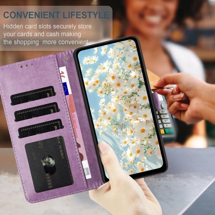 For Google Pixel 10 Pro Daisy Embossed Leather Phone Case(Light Purple) - Google Cases by buy2fix | Online Shopping UK | buy2fix