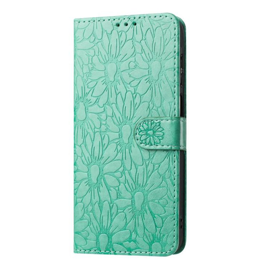 For Google Pixel 10 Pro Daisy Embossed Leather Phone Case(Green) - Google Cases by buy2fix | Online Shopping UK | buy2fix
