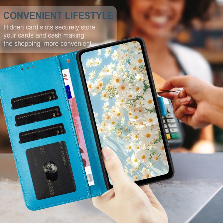 For Google Pixel 10 Pro Daisy Embossed Leather Phone Case(Blue) - Google Cases by buy2fix | Online Shopping UK | buy2fix