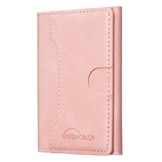 Oily Leather Horizontal Magnetic Wallet Card Bag Case(Pink) - Adhesive Card Holders by buy2fix | Online Shopping UK | buy2fix
