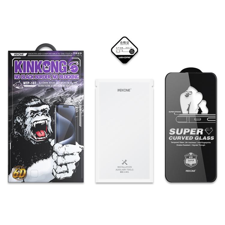 For iPhone 16 Pro WK WTP-107 Kings KinKong 0.33mm 6D Curved HD Tempered Glass Film, No Black Frame - iPhone 16 Pro Tempered Glass by WK | Online Shopping UK | buy2fix