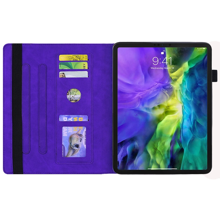 For iPad Air 11 2024 / Air 2022 / 2020 10.9 Calf Texture Embossed Horizontal Flip Leather Case with Holder & Card Slots & Photo Frame(Purple) by buy2fix