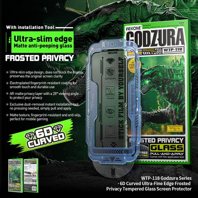 For iPhone 16 Pro WK WTP-118 Easy Install 6D Curved Ultra-Fine Edge Frosted Privacy Tempered Glass Film - iPhone 16 Pro Tempered Glass by WK | Online Shopping UK | buy2fix