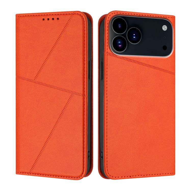 For iPhone 17 Pro Max Strong Magnetic Frosted Flip Leather Phone Case(Orange) - iPhone 17 Pro Max Cases by buy2fix | Online Shopping UK | buy2fix