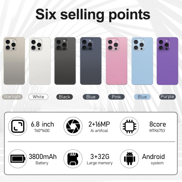 I16 Pro Max / VD1, 3GB+32GB, 6.8 inch Android 10 MTK6753 Octa Core, Network: 4G, Dual SIM, Plug:AU Plug(Purple) - by buy2fix | Online Shopping UK | buy2fix