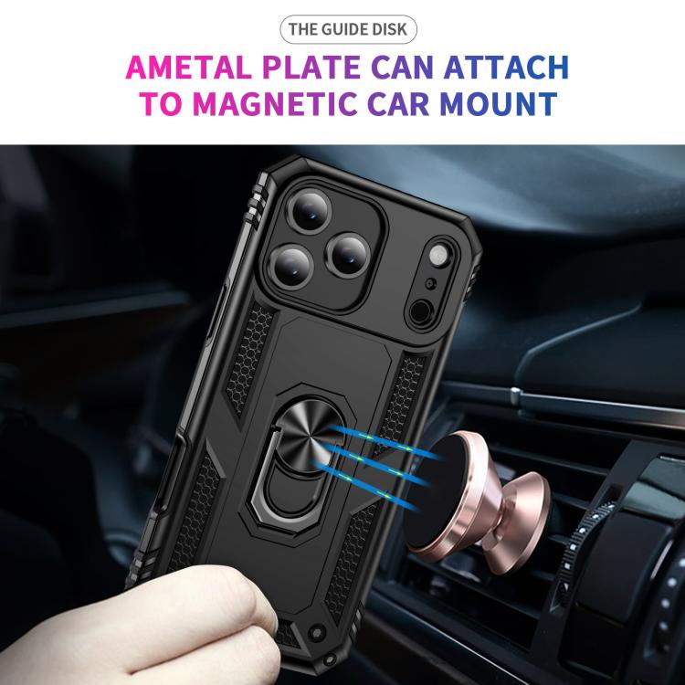 For iPhone Air Shockproof TPU Hybrid PC Phone Case with Holder(Black) - iPhone Air Cases by buy2fix | Online Shopping UK | buy2fix