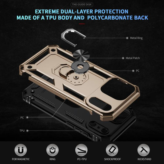 For iPhone 17 Air Shockproof TPU Hybrid PC Phone Case with Holder(Gold) - iPhone 17 Air Cases by buy2fix | Online Shopping UK | buy2fix
