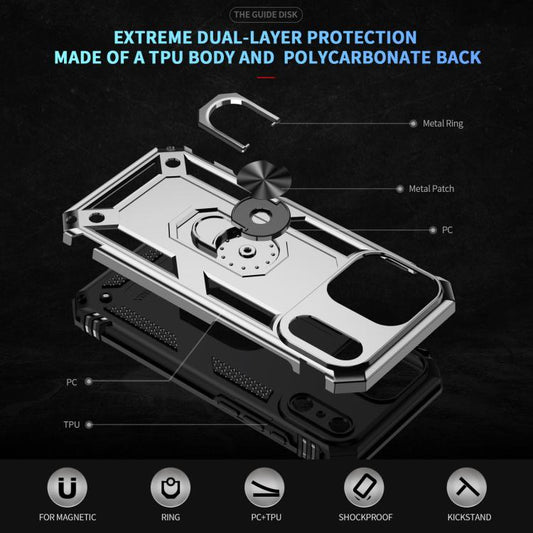 For iPhone 17 Air Shockproof TPU Hybrid PC Phone Case with Holder(Silver) - iPhone 17 Air Cases by buy2fix | Online Shopping UK | buy2fix