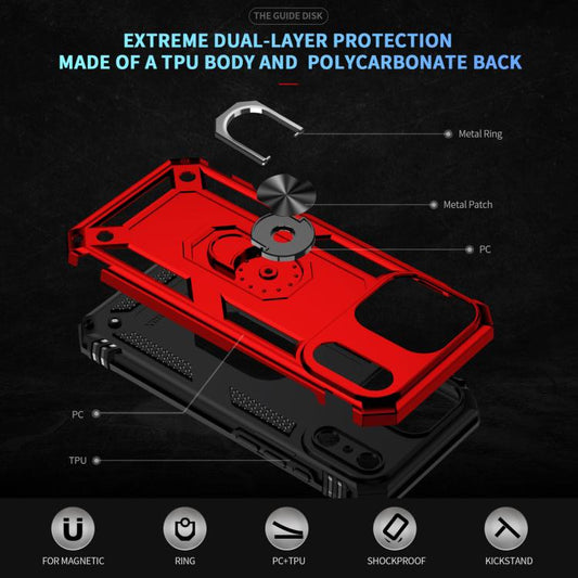 For iPhone 17 Pro Shockproof TPU Hybrid PC Phone Case with Holder(Red) - iPhone 17 Pro Cases by buy2fix | Online Shopping UK | buy2fix