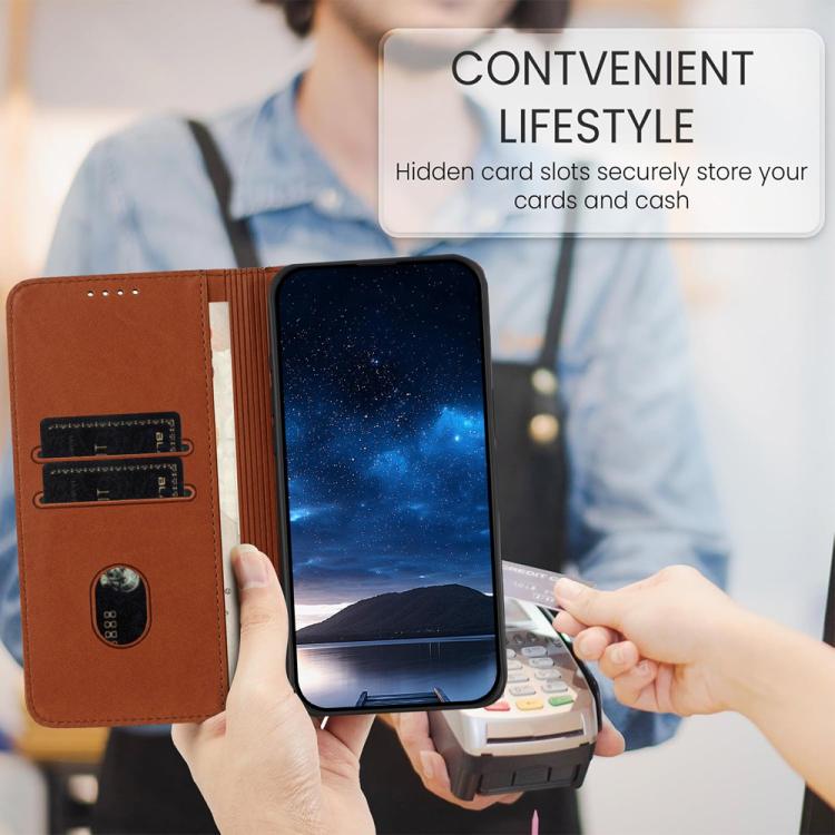 For Google Pixel 10 Pro XL Strong Magnetic Frosted Flip Leather Phone Case(Coffee Color) - Google Cases by buy2fix | Online Shopping UK | buy2fix