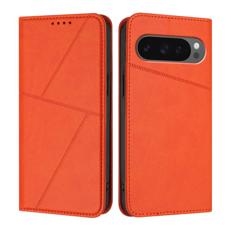 For Google Pixel 10 Pro XL Strong Magnetic Frosted Flip Leather Phone Case(Orange) - Google Cases by buy2fix | Online Shopping UK | buy2fix