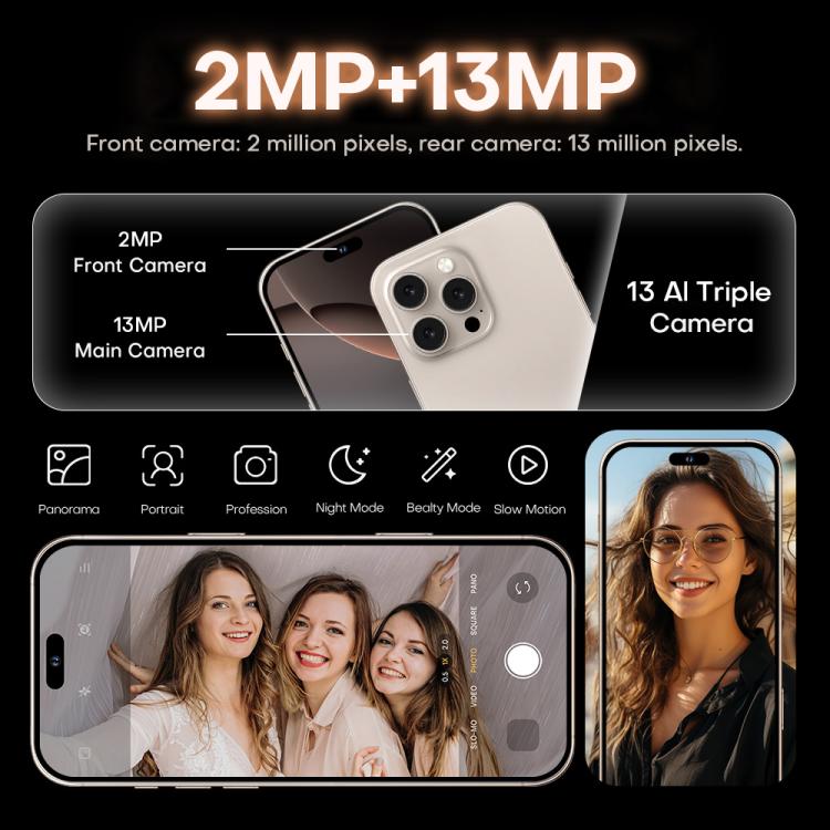 I16 Pro Max / PDQ6, 4GB+64GB, 6.58 inch Android 10 MTK6739 Quad Core, Network: 4G, Dual SIM, Plug:EU Plug(Gold) - by buy2fix | Online Shopping UK | buy2fix