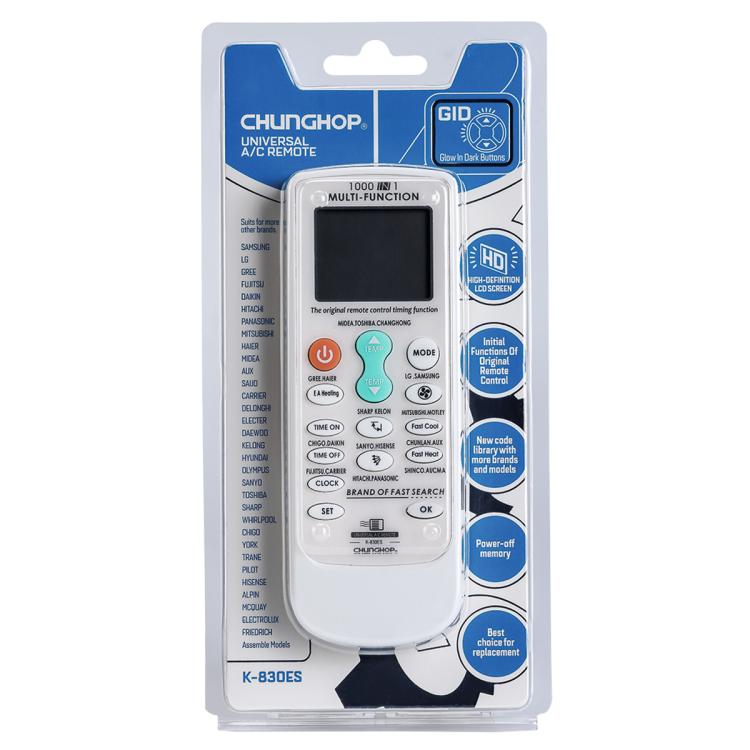 CHUNGHOP K-830ES Universal Air Conditioner Remote Control with Brand Button Pairing Function - Air-Conditioner by CHUNGHOP | Online Shopping UK | buy2fix