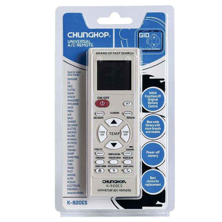 CHUNGHOP K-920ES Universal Air Conditioner Remote Control with Brand Button Pairing Function(White) - Air-Conditioner by CHUNGHOP | Online Shopping UK | buy2fix