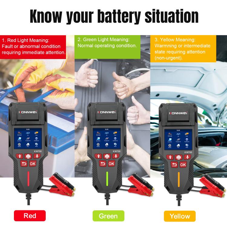 KONNWEI KW700 12V / 24V 2.8 inch Color Screen Car Battery Tester with Printer(Black) - Code Readers & Scan Tools by KONNWEI | Online Shopping UK | buy2fix