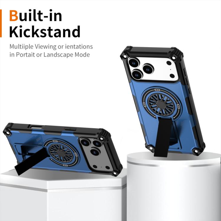 For iPhone 17 Pro Max Shockproof Kickstand Metallic Shaft MagSafe Phone Case(Blue) - iPhone 17 Pro Max Cases by buy2fix | Online Shopping UK | buy2fix