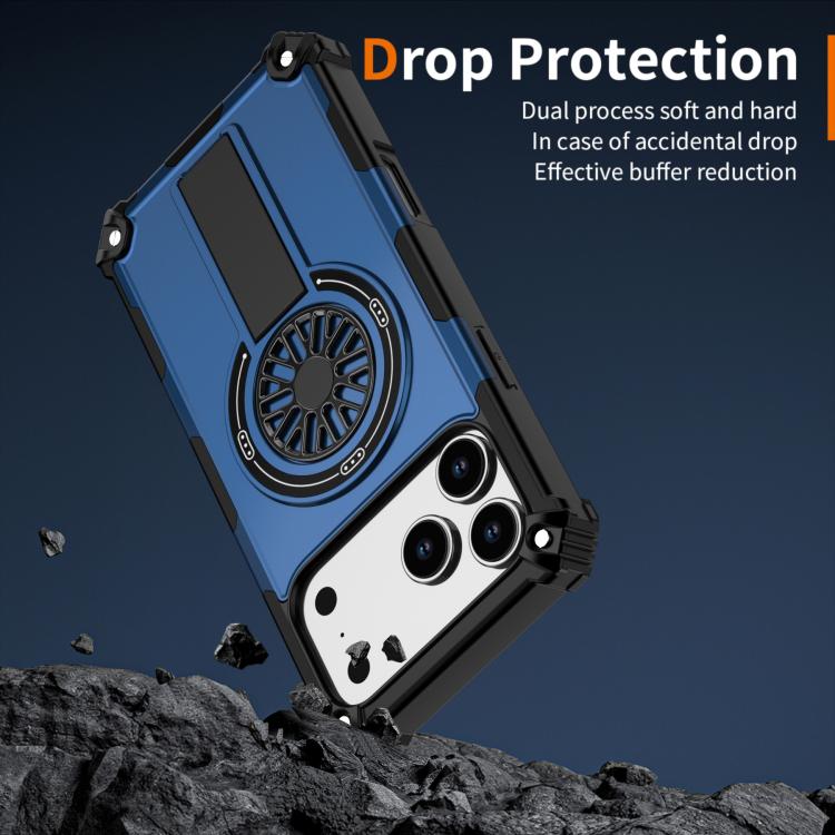 For iPhone 17 Pro Max Shockproof Kickstand Metallic Shaft MagSafe Phone Case(Blue) - iPhone 17 Pro Max Cases by buy2fix | Online Shopping UK | buy2fix