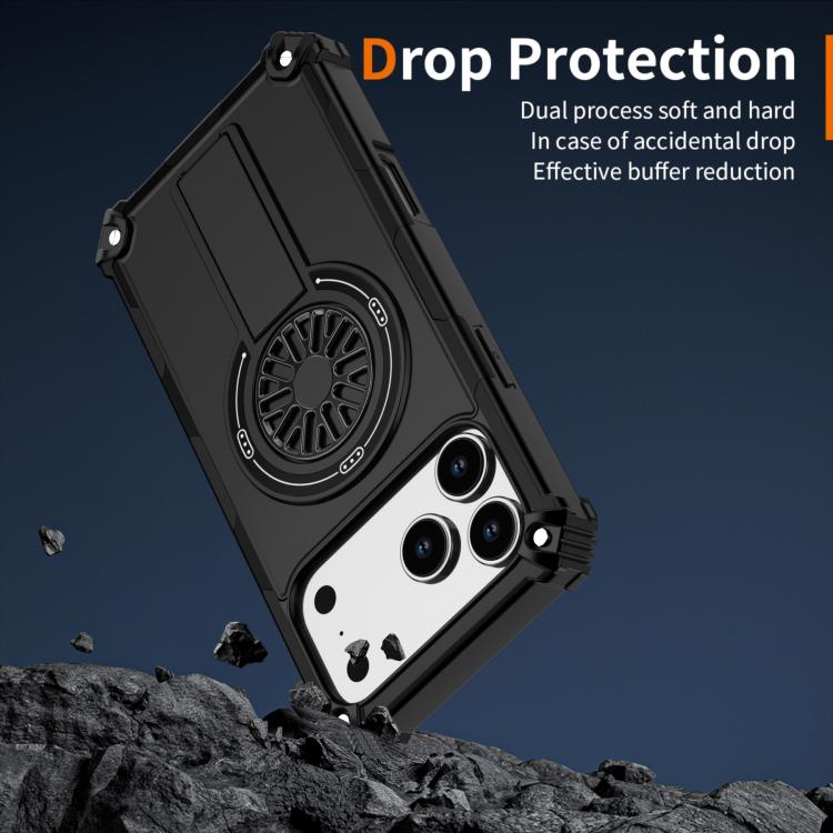 For iPhone 17 Pro Max Shockproof Kickstand Metallic Shaft MagSafe Phone Case(Black) - iPhone 17 Pro Max Cases by buy2fix | Online Shopping UK | buy2fix