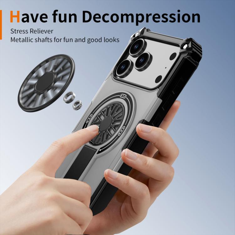 For iPhone 17 Pro Max Shockproof Kickstand Metallic Shaft MagSafe Phone Case(Silver) - iPhone 17 Pro Max Cases by buy2fix | Online Shopping UK | buy2fix