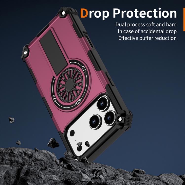 For iPhone 17 Pro Max Shockproof Kickstand Metallic Shaft MagSafe Phone Case(Purple) - iPhone 17 Pro Max Cases by buy2fix | Online Shopping UK | buy2fix