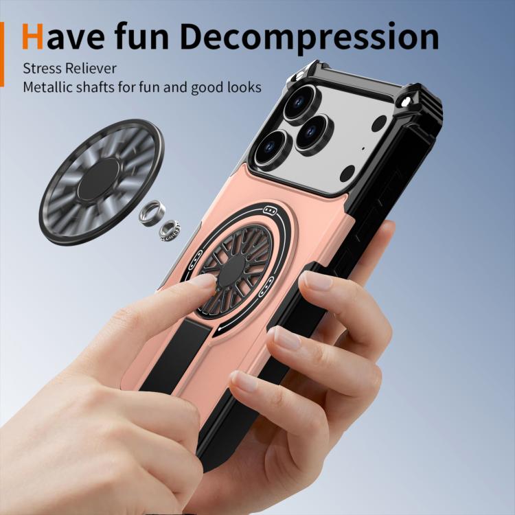 For iPhone 17 Pro Max Shockproof Kickstand Metallic Shaft MagSafe Phone Case(Rose Gold) - iPhone 17 Pro Max Cases by buy2fix | Online Shopping UK | buy2fix