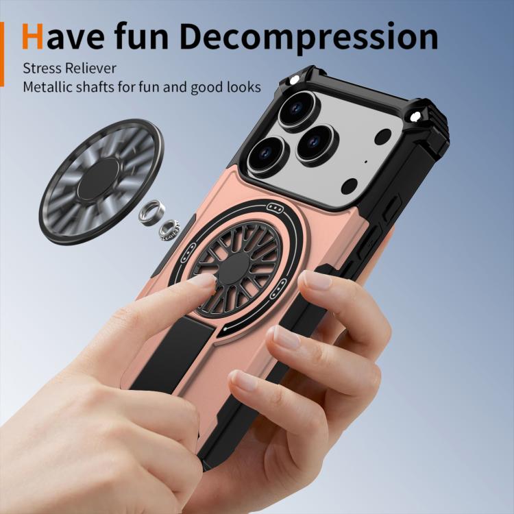 For iPhone 17 Pro Shockproof Kickstand Metallic Shaft MagSafe Phone Case(Rose Gold) - iPhone 17 Pro Cases by buy2fix | Online Shopping UK | buy2fix