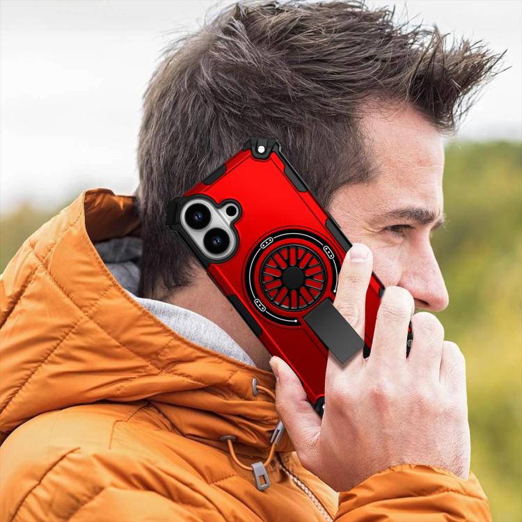 For iPhone 17 Shockproof Kickstand Metallic Shaft MagSafe Phone Case(Red) - iPhone 17 Cases by buy2fix | Online Shopping UK | buy2fix