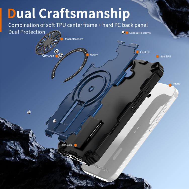 For iPhone 17 Shockproof Kickstand Metallic Shaft MagSafe Phone Case(Blue) - iPhone 17 Cases by buy2fix | Online Shopping UK | buy2fix